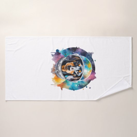 Rainbow Waterverf Galaxy Astronaut Dachshund Badhanddoek (Badhanddoek)