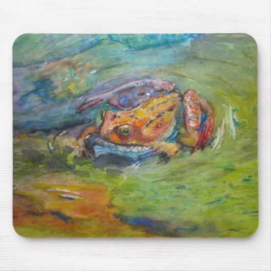 Rainbow Waterverf Geschilderde Happy Frog Muismat (Voorkant)