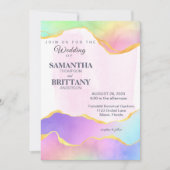 Rainbow Waterverf Gold LGBT Weddenschap Kaart (Voorkant)