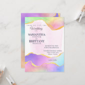 Rainbow Waterverf Gold LGBT Weddenschap Kaart (Voorkant / Achterkant in situ)