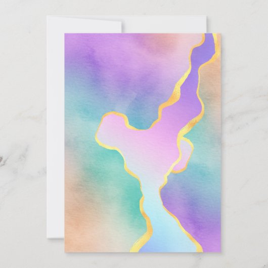 Rainbow Waterverf Gold LGBT Weddenschap Kaart (Achterkant)