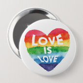 Rainbow Waterverf hart Love is Love Button (Voorkant /achterkant)