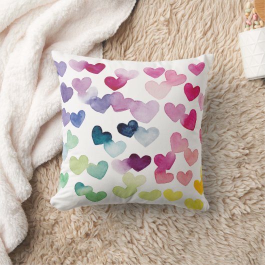 Rainbow waterverf harten liefde Sierkussen (Deken)
