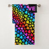 Rainbow Waterverf Hearts Patroon Bad Handdoek (Insitu)