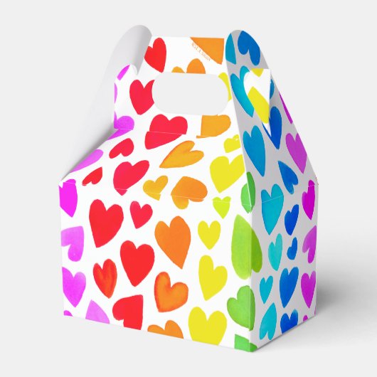 Rainbow Waterverf Hearts Patroon Bedankdoosjes (Achterkant)