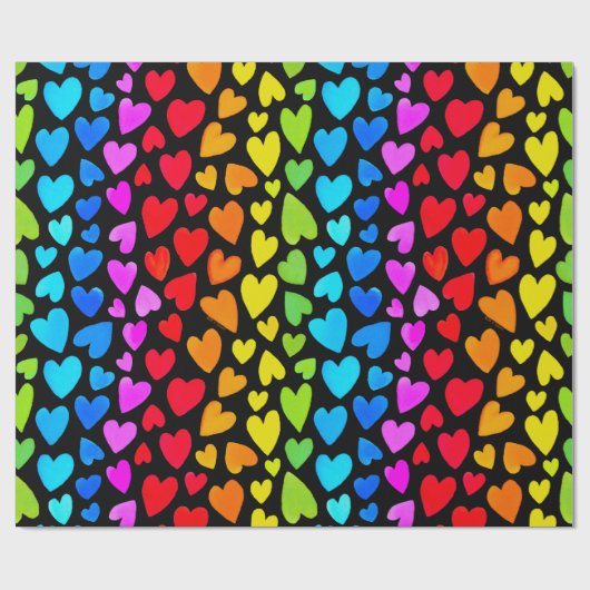 Rainbow Waterverf Hearts Patroon Cadeaupapier (Vlak)