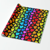 Rainbow Waterverf Hearts Patroon Cadeaupapier (Uitgerold)