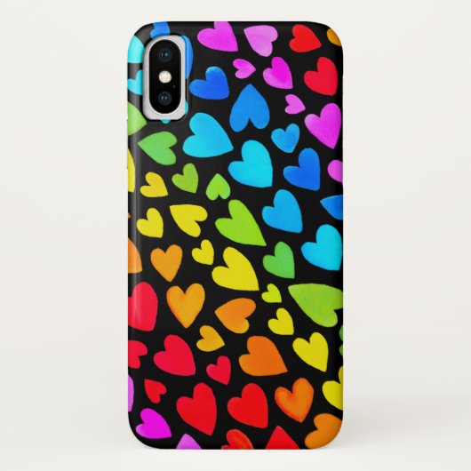 Rainbow Waterverf Hearts Patroon Case-Mate iPhone Case (Achterkant)