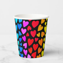 Rainbow Waterverf Hearts Patroon Papieren Bekers