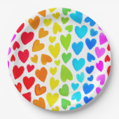 Rainbow Waterverf Hearts Patroon Papieren Bordje (Voorkant)
