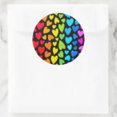 Rainbow Waterverf Hearts Patroon Ronde Sticker (Tas)