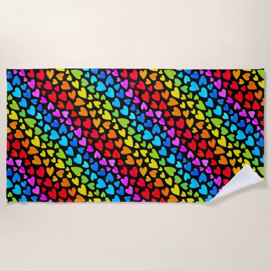Rainbow Waterverf Hearts Patroon Strandlaken (Voorkant)