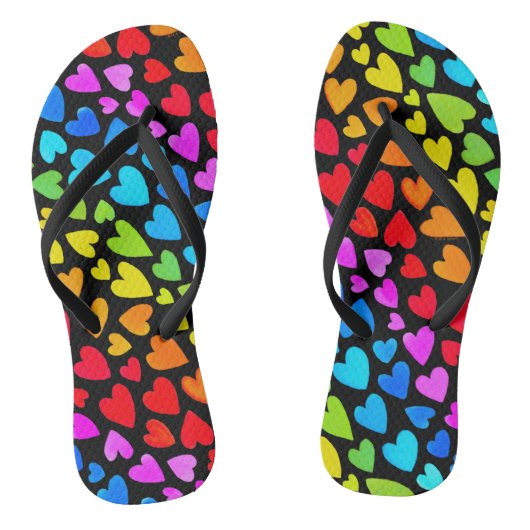 Rainbow Waterverf Hearts Patroon Teenslippers (Voetbed)
