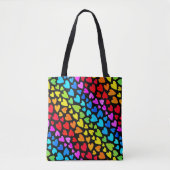 Rainbow Waterverf Hearts Patroon Tote Bag (Voorkant)