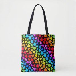 Rainbow Waterverf Hearts Patroon Tote Bag
