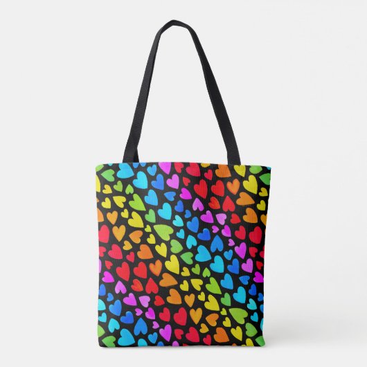 Rainbow Waterverf Hearts Patroon Tote Bag (Achterkant)