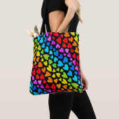 Rainbow Waterverf Hearts Patroon Tote Bag (Dichtbij)