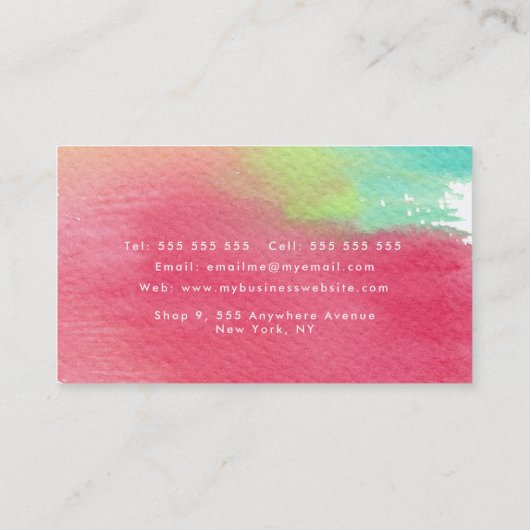 Rainbow-Waterverf hedendaags minimalistisch Afsprakenkaartje (Achterkant)