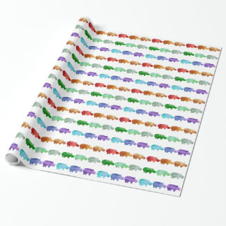 Rainbow Waterverf Hippo Wrapping Paper, glanzend Cadeaupapier