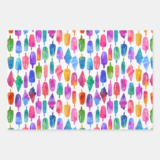 Rainbow Waterverf Ice Cream Ice Poppen Patroon Inpakpapier Vel (Voorkant 3)