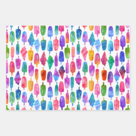 Rainbow Waterverf Ice Cream Ice Poppen Patroon Inpakpapier Vel