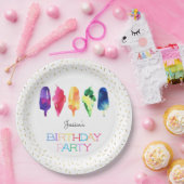 Rainbow Waterverf Ice Cream Ice-Poppen Stijlvol go Papieren Bordje (Feest)