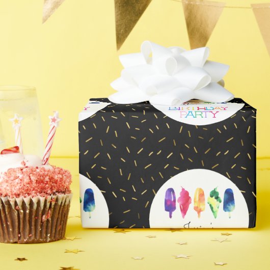 Rainbow Waterverf Ice Cream Kone Birthday Party Cadeaupapier (Verjaardagsfeest)
