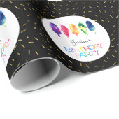 Rainbow Waterverf Ice Cream Kone Birthday Party Cadeaupapier (Rol Hoek)