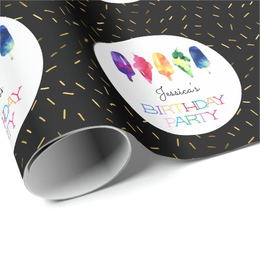 Rainbow Waterverf Ice Cream Kone Birthday Party Cadeaupapier (Rol Hoek)