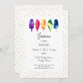 Rainbow Waterverf Ice Cream Pop Stijlvol Goud Kaart (Voorkant / Achterkant)