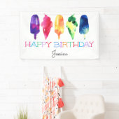 Rainbow Waterverf Ice Cream Poppen Stijlvol Spandoek (Insitu)