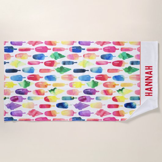 Rainbow Waterverf Ice Cream Popsialized Strandlaken (Voorkant)