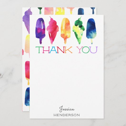 Rainbow Waterverf ijsijsijsje dank u Bedankkaart (Voorkant / Achterkant)