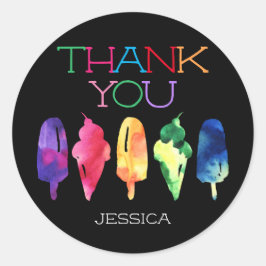 Rainbow Waterverf ijsijsijsje dank u Ronde Sticker