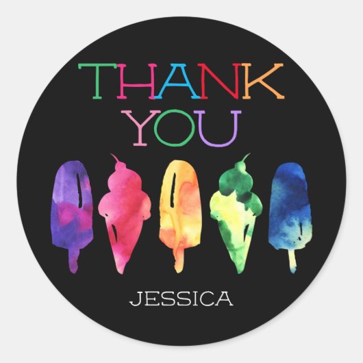 Rainbow Waterverf ijsijsijsje dank u Ronde Sticker (Voorkant)