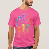 Rainbow Waterverf Jellies op Dark Blauwgroen T-shirt (Voorkant)