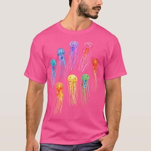 Rainbow Waterverf Jellies op Dark Blauwgroen T-shirt (Voorkant)