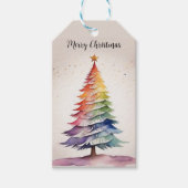 Rainbow Waterverf kerstboom Cadeaulabel (Voorkant)
