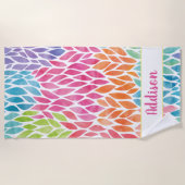 Rainbow-Waterverf laat patroonpatroon op maat Strandlaken (Voorkant)