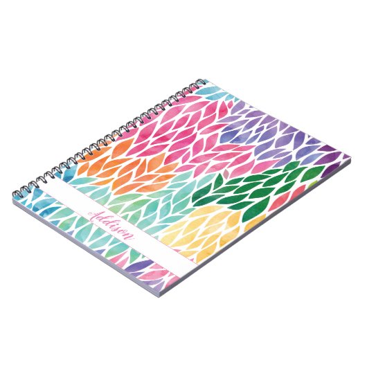 Rainbow Waterverf Leaves Pattern  Vrouwelijk Notitieboek (Linkerzijde)