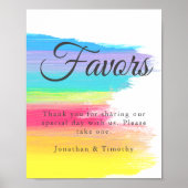Rainbow Waterverf LGBTQ Weddenschap Favors Table Poster (Voorkant)