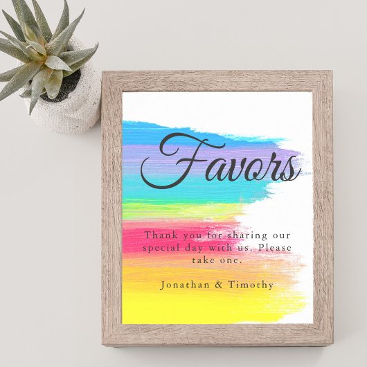 Rainbow Waterverf LGBTQ Weddenschap Favors Table Poster