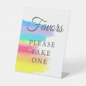 Rainbow Waterverf LGBTQ Weddenschap Favors Table Reclamebord Met Voetstuk (Voorkant)