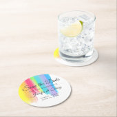 Rainbow Waterverf LGBTQ Wedding Save the Date Ronde Kartonnen Onderzetter (Insitu)