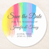 Rainbow Waterverf LGBTQ Wedding Save the Date Ronde Kartonnen Onderzetter (Voorkant)