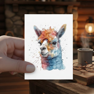Rainbow Waterverf Llama Briefkaart