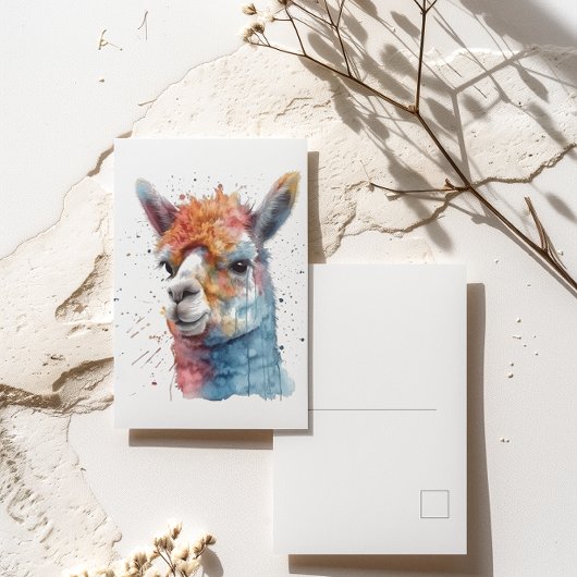 Rainbow Waterverf Llama Briefkaart