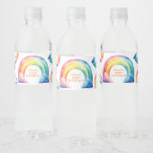 Rainbow Waterverf Meisje Verjaardag Flessenlabel Waterfles Etiket (Flessen)