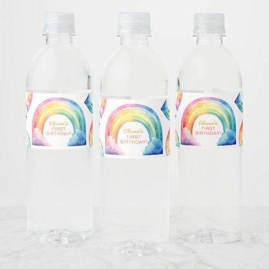 Rainbow Waterverf Meisje Verjaardag Flessenlabel Waterfles Etiket (Flessen)