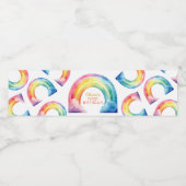Rainbow Waterverf Meisje Verjaardag Flessenlabel Waterfles Etiket (Enkel label)
